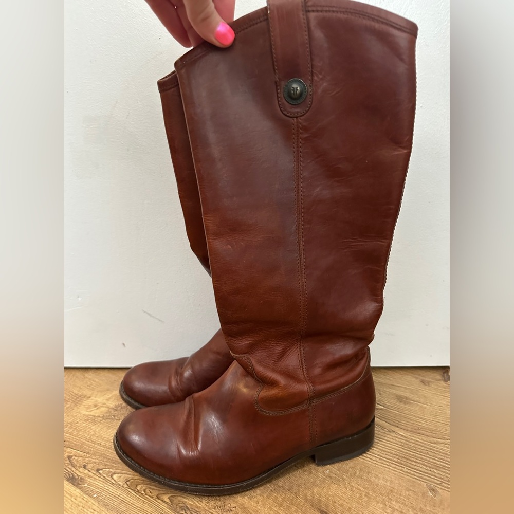 Frye Melissa Button Boots Cognac